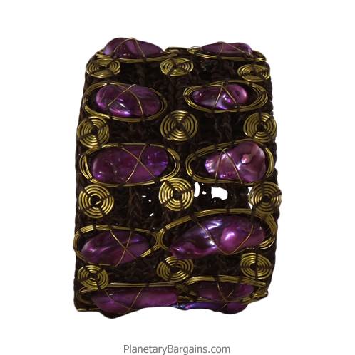 River Pearl Brass Twine Bracelet Purple